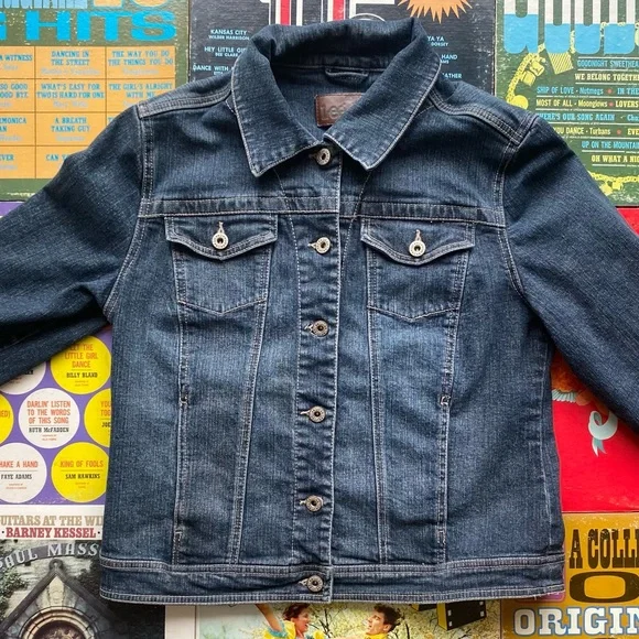 Custom Upcycled Lee Brand Denim Jacket W/ Embroidered Country Music Guitar Patch - Picture 5 of 16